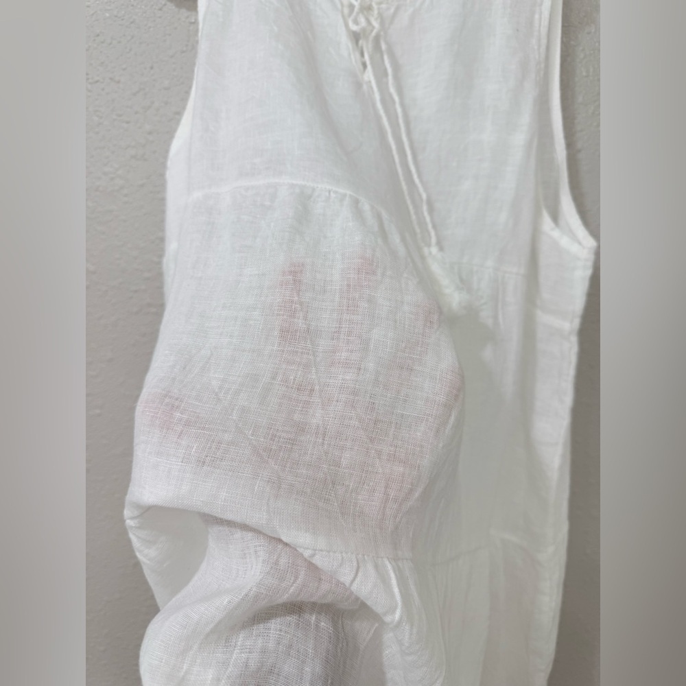 Valentina Naldi White Linen Dress L Made in Italy Boho Tiered Eyelet Midi - Picture 6 of 11
